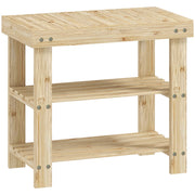 3 Tier Bamboo Shoe Storage Bench With Seat For Hallway Or Entryway, Natural Wood AOSOM