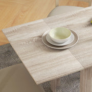 Four Seater Drop Leaf Dining Table Space Saving Folding Design for Dining Room Wood Effect