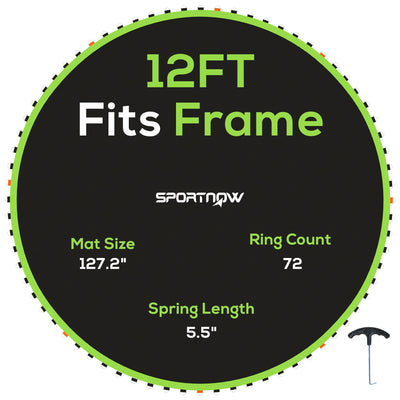 Replacement Trampoline Mat with Spring Tool 72 V-Hooks for 12ft Trampoline Green by SPORTNOW AOSOM
