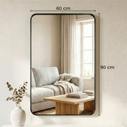 Wall Mirror with Shatter Resistant Tempered Glass and Rounded Corners for Safe Homes Black Homcom