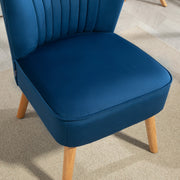 Dark Blue Fabric Accent Chair with Rubber Wood Legs and Thick Padding by HOMCOM