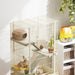 4 Level Rolling Small Animal Cage With Ramps Water Bottle and Deep Tray Beige by PawHut