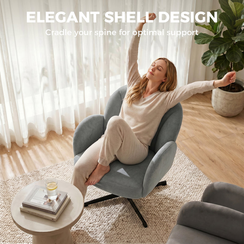 Accent Chair with Swivel Base for Relaxing in Bedroom or Reading Corner Grey Homcom