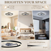 Ceiling Fan with Adjustable Light for Year Round Comfort and Quiet Bedroom Use Black AOSOM