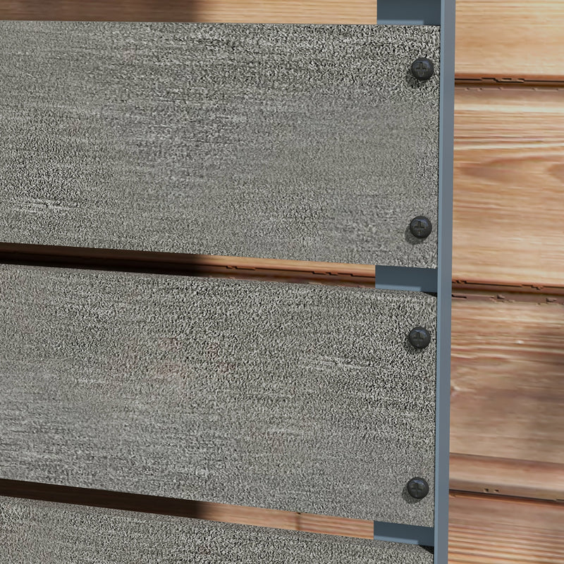 Grey Garden Planter Box with Back Trellis for Climbing Plants Outdoor Patio Display