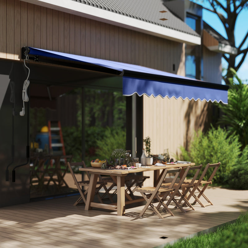 Blue 2.5 x 2m Electric Retractable Awning with LED Light and Remote Control by Outsunny