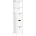 Tall Slim Bathroom Cabinet with Shelves and Drawers for Small Spaces White Homcom