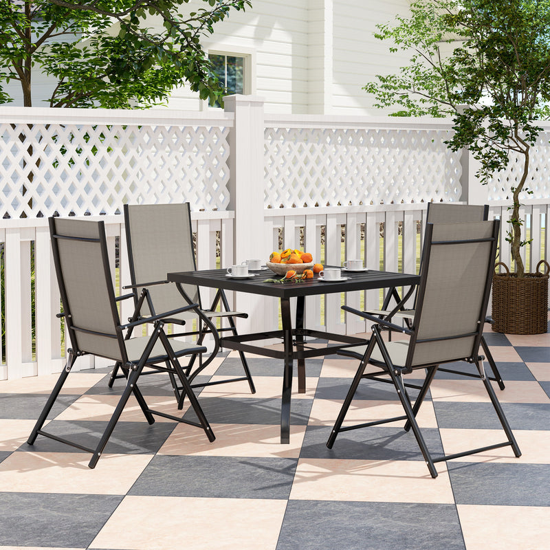 Five Piece Steel Frame Patio Set in Khaki and Black by Outsunny