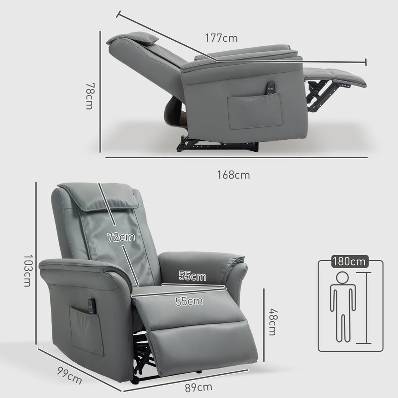 Grey 3D Kneading Massaging Recliner Chair with Headrest and USB Remote by HOMCOM
