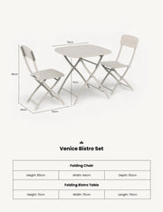 Venice 70cm square folding bistro table in cashmere cream