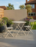 Venice 2 seater folding garden bistro set in cashmere cream, steel table and two folding chairs