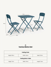 Venice 70cm square folding bistro table in blue