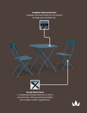 Venice blue folding bistro chair detail