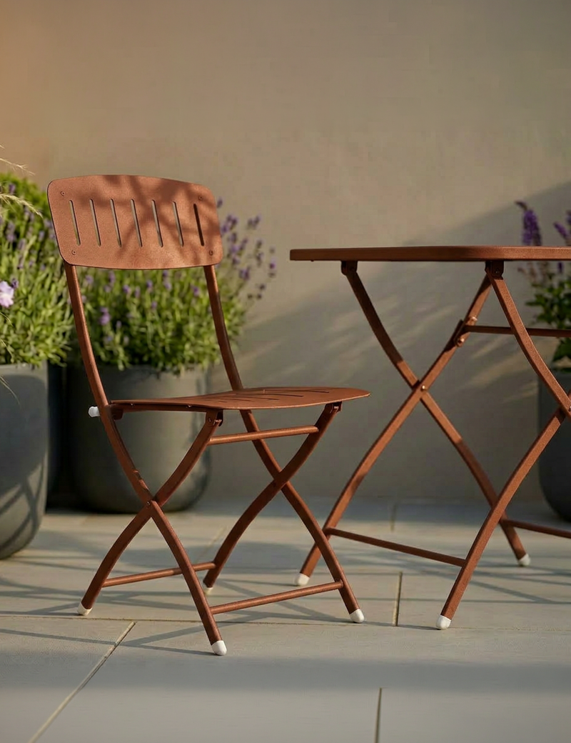 Venice 2 Seater Metal Folding Garden Bistro Set, Cayenne Orange