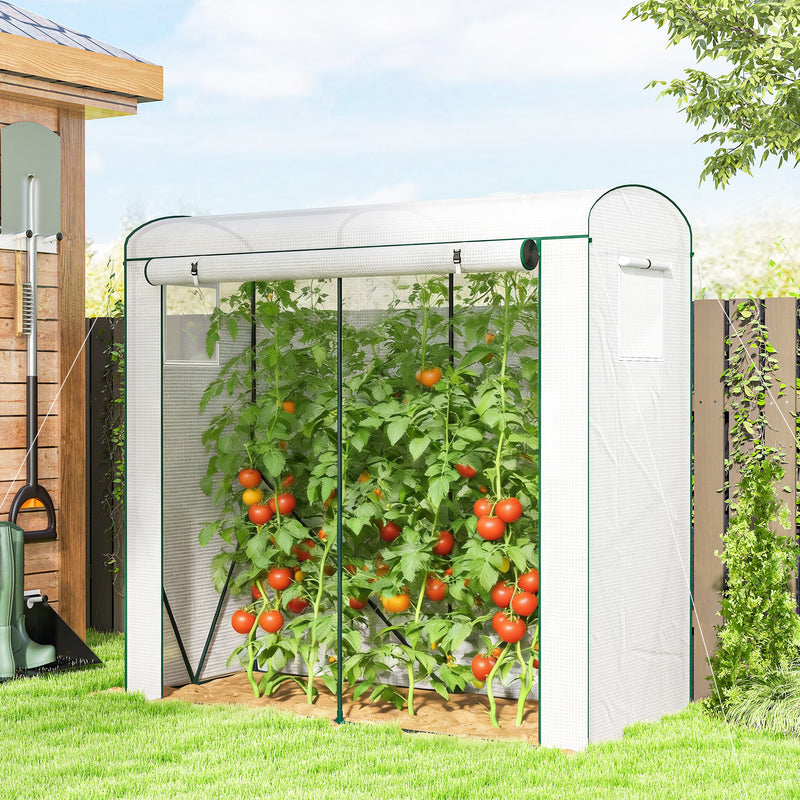 Garden Greenhouse for Year Round Plant Protection with Roll Up Door and Mesh Windows Green