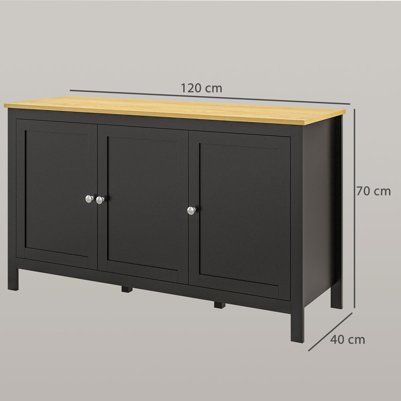 Black Sideboard Buffet Storage Cabinet with Adjustable Shelves for Organised Hallway or Living Room