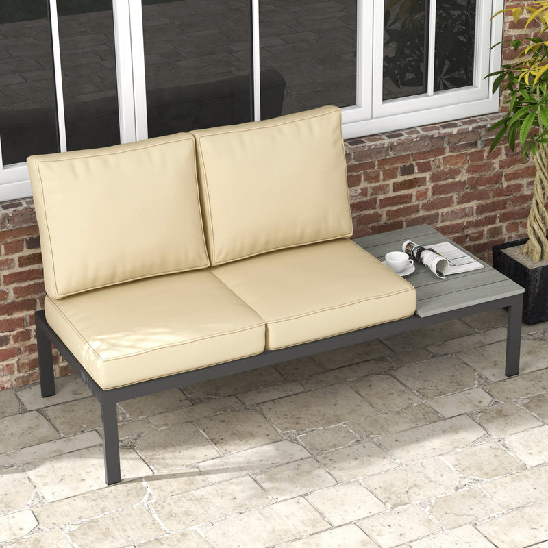 Beige 2 Seater Garden Chair Cushion Set for Indoor or Outdoor Use with Padded Support