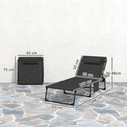 Set of 2 Black Sun Loungers with 5 Position Reclining Backs for Garden Comfort by Outsunny