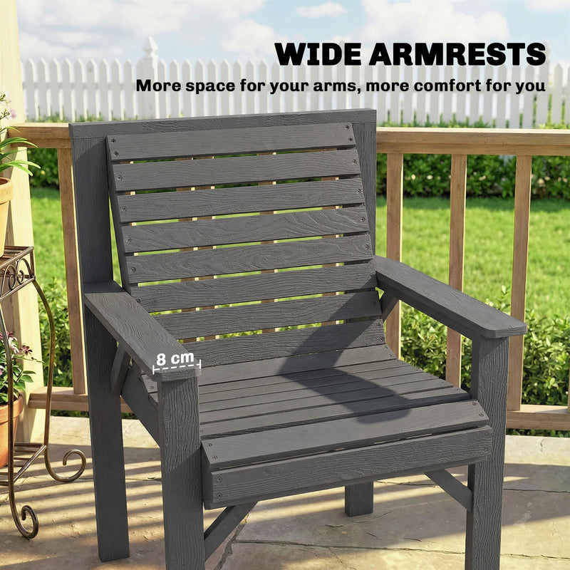 Garden Chair for Relaxing Outdoors with Curved Seat and Water Resistant Fir Wood Grey Outsunny