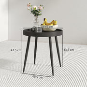 Outdoor Side Table with Weatherproof Top and Stable Frame for Patio or Garden Black Outsunny