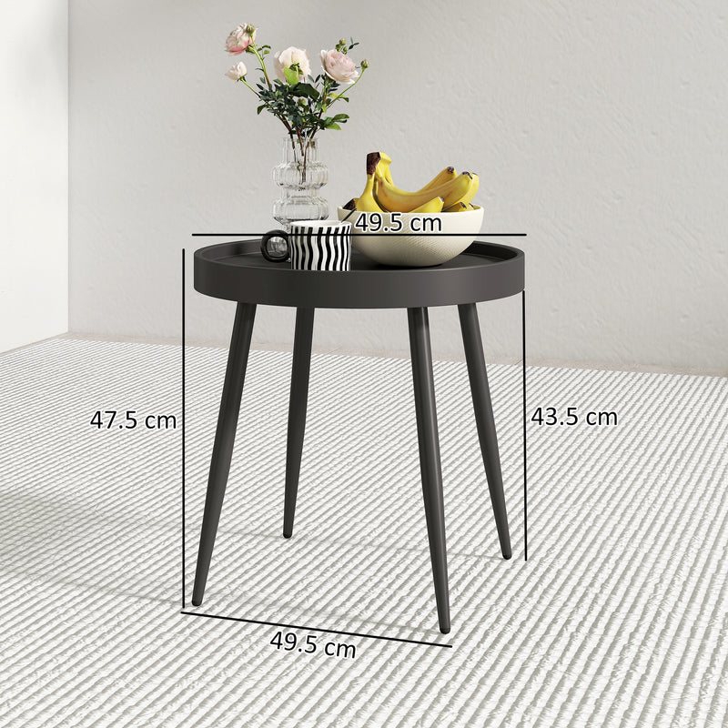 Outdoor Side Table with Weatherproof Top and Stable Frame for Patio or Garden Black Outsunny