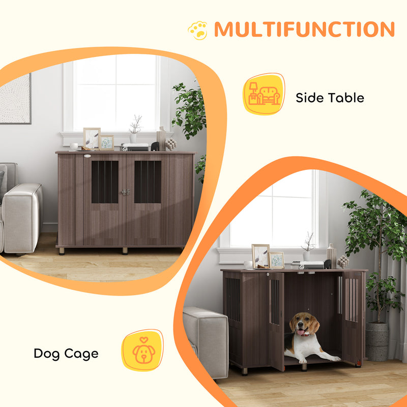 Dog Crate Table for Medium and Large Dogs with Magnetic Door Indoor Use 116 x 60 x 87 cm Purple by PawHut