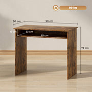 Wood Effect Work Desk With Storage Shelf Ideal For Home Office Or Study, Brown