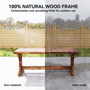 Wood Garden Bench for Two with Backless Design and Weather Resistant Finish Carbonised Outsunny