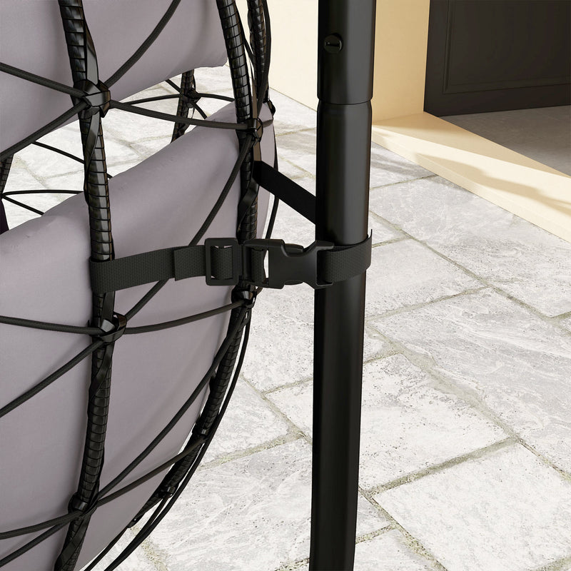 Grey Hanging Egg Chair with Stand and Cushion for Garden Patio and Balcony by Outsunny