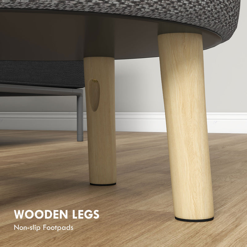 Round Storage Ottoman with Padded Seat and Hidden Compartment for Living Room Light, Grey