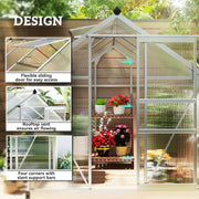 6 x 8ft Walk In Greenhouse With Sliding Door For Growing Plants Outdoors Clear AOSOM