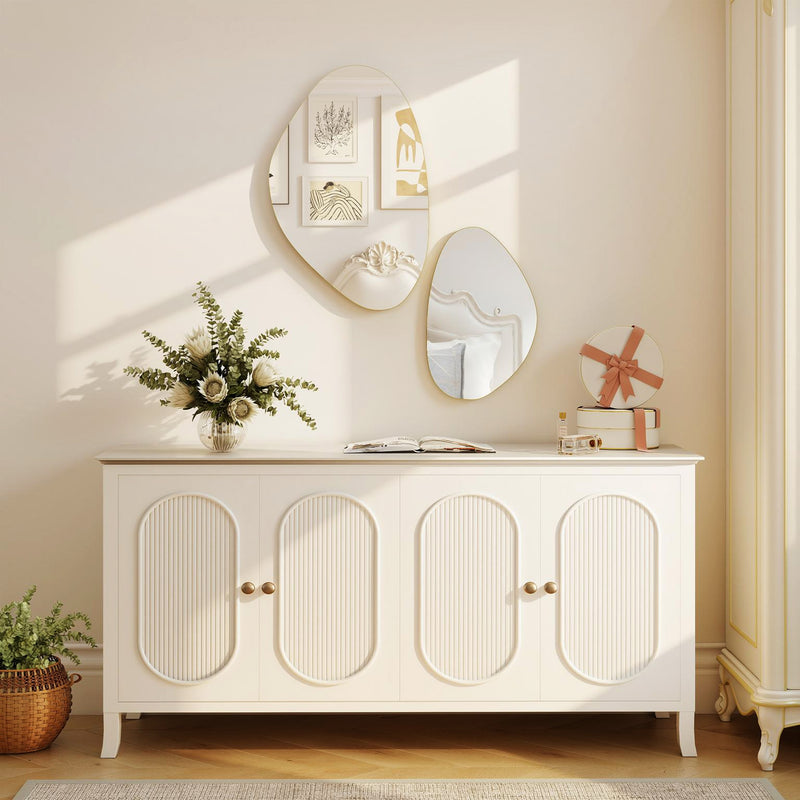 Set of 2 Decorative Pebble Wall Mirrors Ideal for Hallways or Bedrooms Gold Tone AOSOM