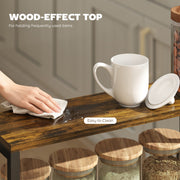 5 Tier Slim Storage Trolley With Wheels And Wood Effect Top For Kitchen Or Bathroom Black AOSOM