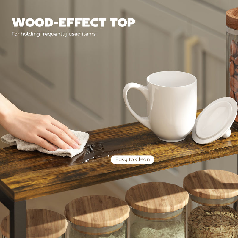 5 Tier Slim Storage Trolley With Wheels And Wood Effect Top For Kitchen Or Bathroom Black AOSOM