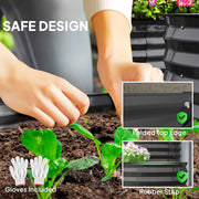 Two Tier Galvanised Steel Garden Planter Dark Grey by Outsunny