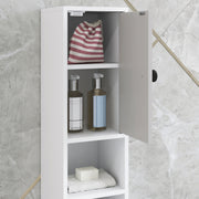 Slim 180cm Light Grey Bathroom Cabinet with Drawer Shelves and Cupboards for Extra Storage