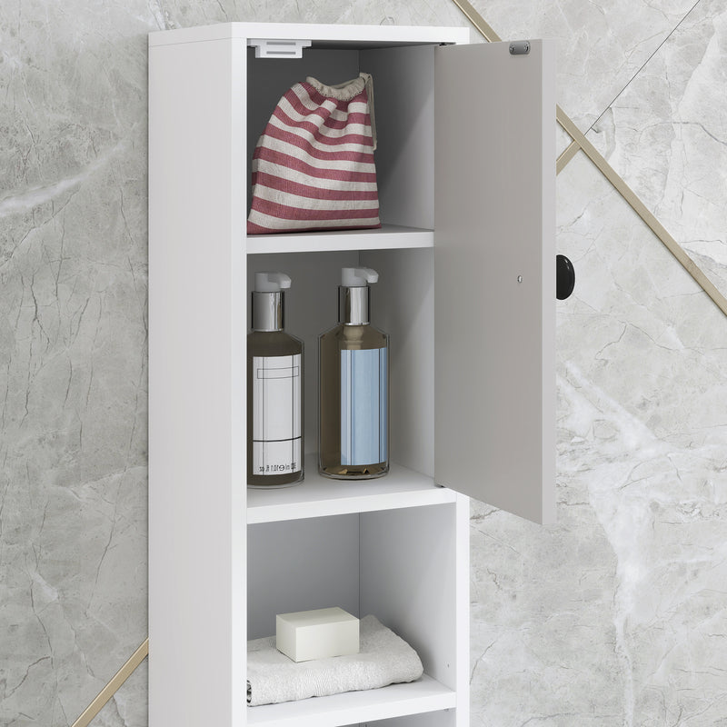 Slim 180cm Light Grey Bathroom Cabinet with Drawer Shelves and Cupboards for Extra Storage