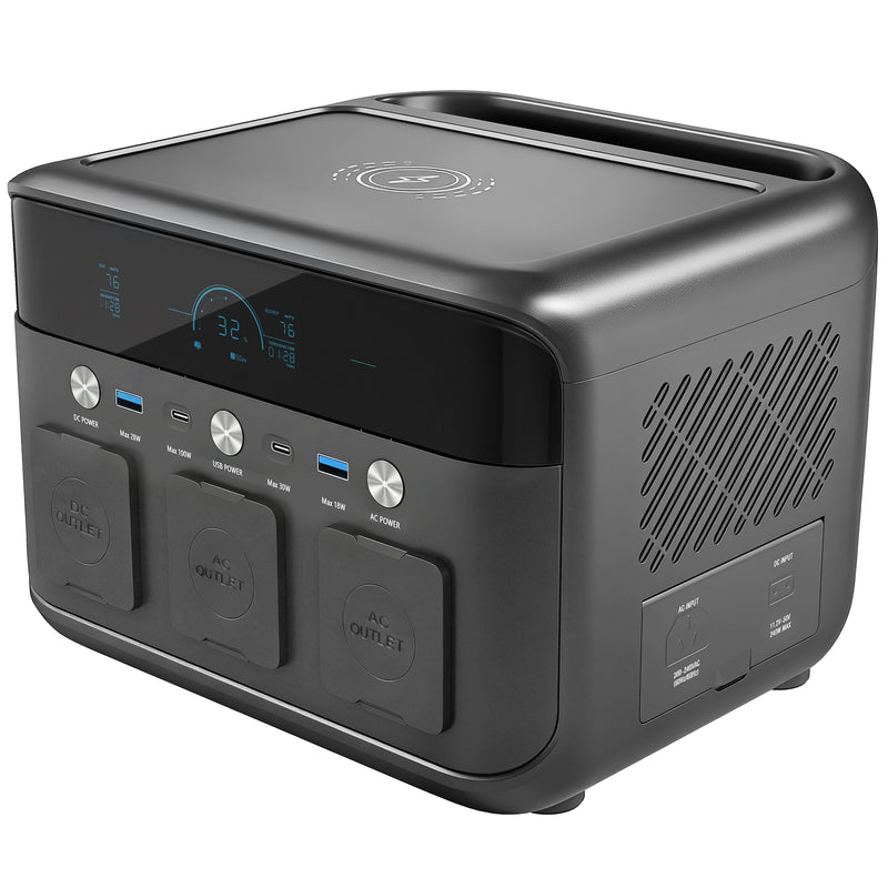Portable Power Station for Fast Home or Garden Backup Electricity with Quick 1.5 Hour Recharge Silver