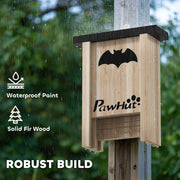 3 Piece Wooden Bat Box Set Easy to Hang for Garden Farm and Outdoor Use by PawHut