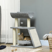 Tall Cat Tree Tower with Scratching Posts Bed Perch and Toy for Indoor Cats Light Grey