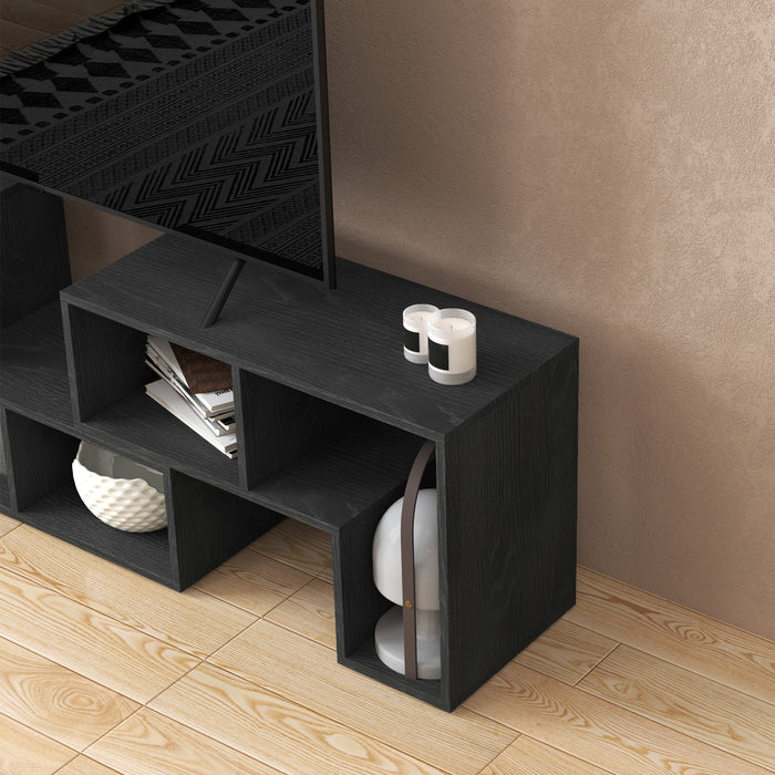 Black Extendable TV Stand for TVs up to 75 Inches with Storage Shelves by HOMCOM