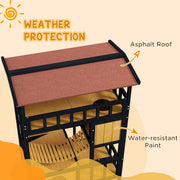 Four Tier Wooden Outdoor Cat House with Balcony and Escape Doors for Feral Cats, Grey