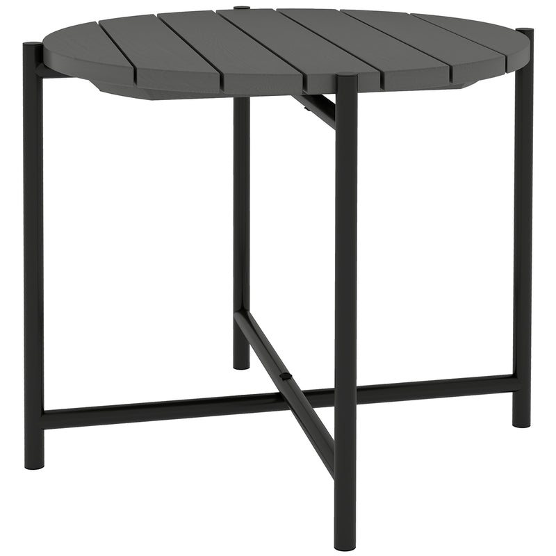 Outdoor Side Table for Garden or Patio with Weather Resistant Wood Top Dark Grey Black Outsunny