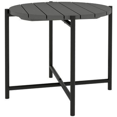 Outdoor Side Table for Garden or Patio with Weather Resistant Wood Top Dark Grey Black Outsunny