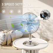 Silver Three Speed Oscillating Desk Fan with Adjustable Head