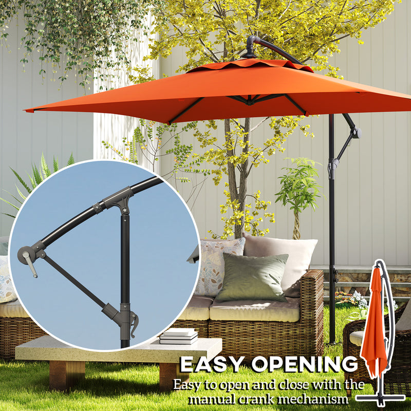 Orange 3m Cantilever Overhanging Parasol with Cross Base by Outsunny