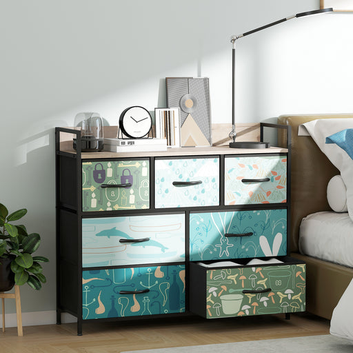 7 Drawer Chest of Drawers with Spacious Storage Ideal for Bedroom or Office Blue