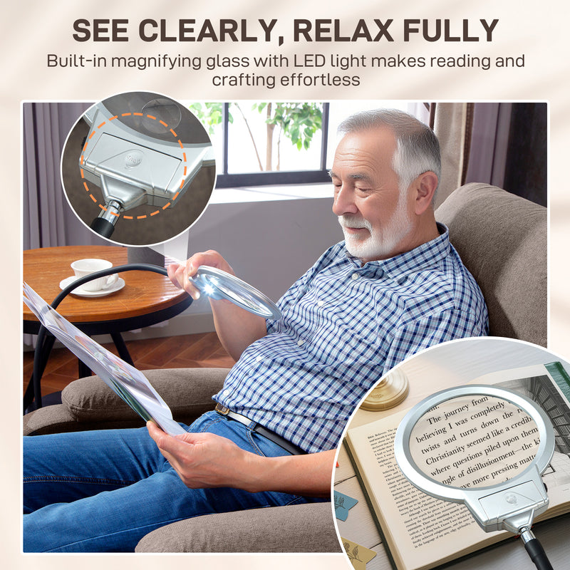 Electric Rise and Recline Armchair with Built In Reading Light for Comfort and Support, Brown