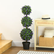 Set of 2 Artificial Lavender Ball Trees with Pots for Indoor or Outdoor Display, Purple