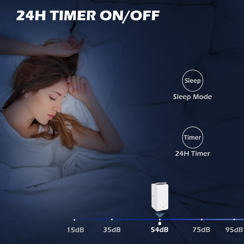 12000 BTU Portable Air Conditioner with Dehumidifier and Timer for Rooms Up to 35m² White